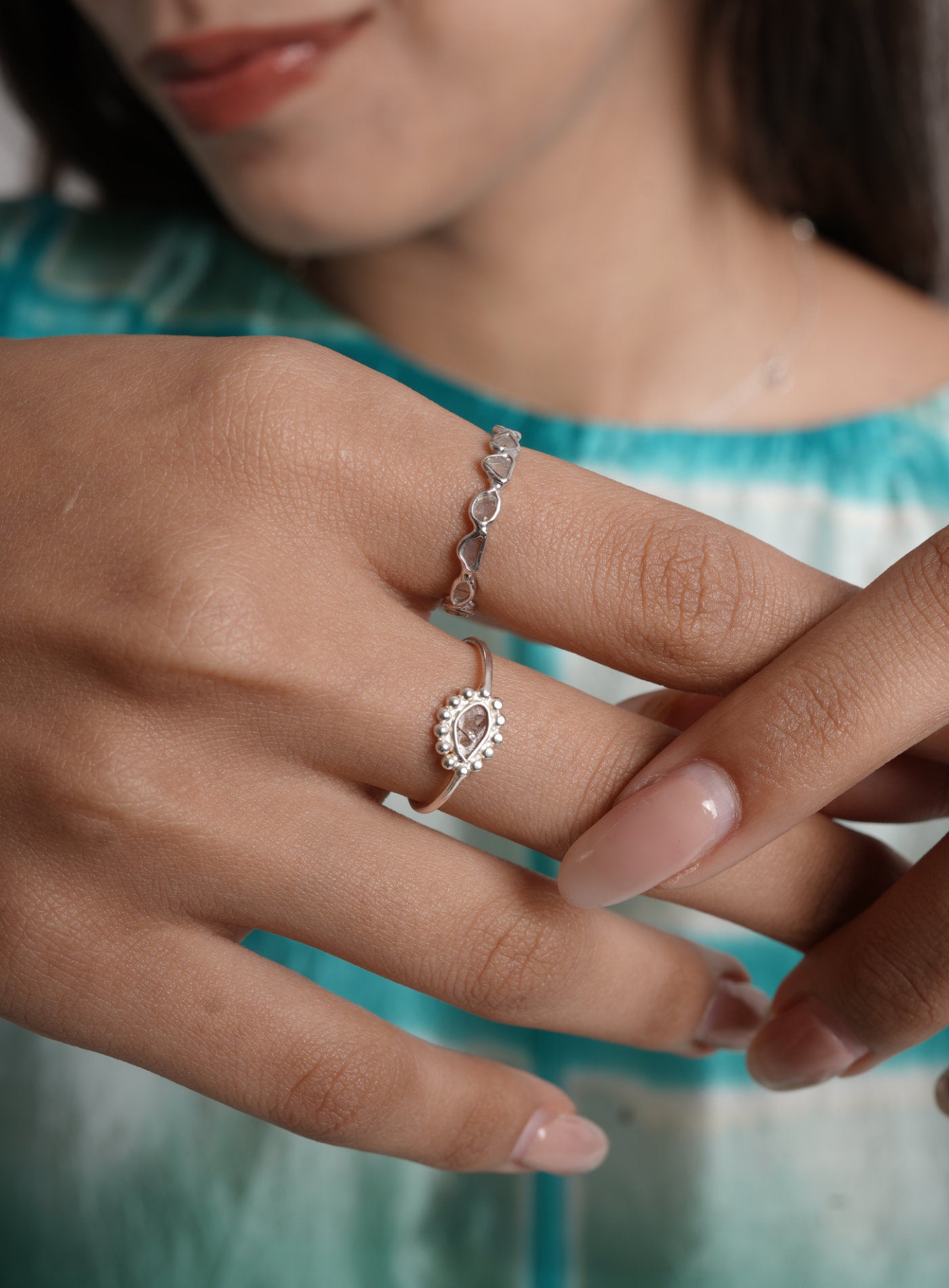 Silver Sliced Diamond Statement Ring