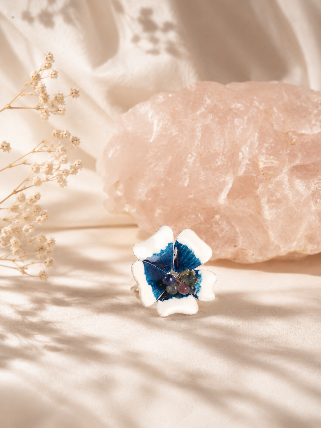 Artisav Handcrafted Blue Floral Statement Ring