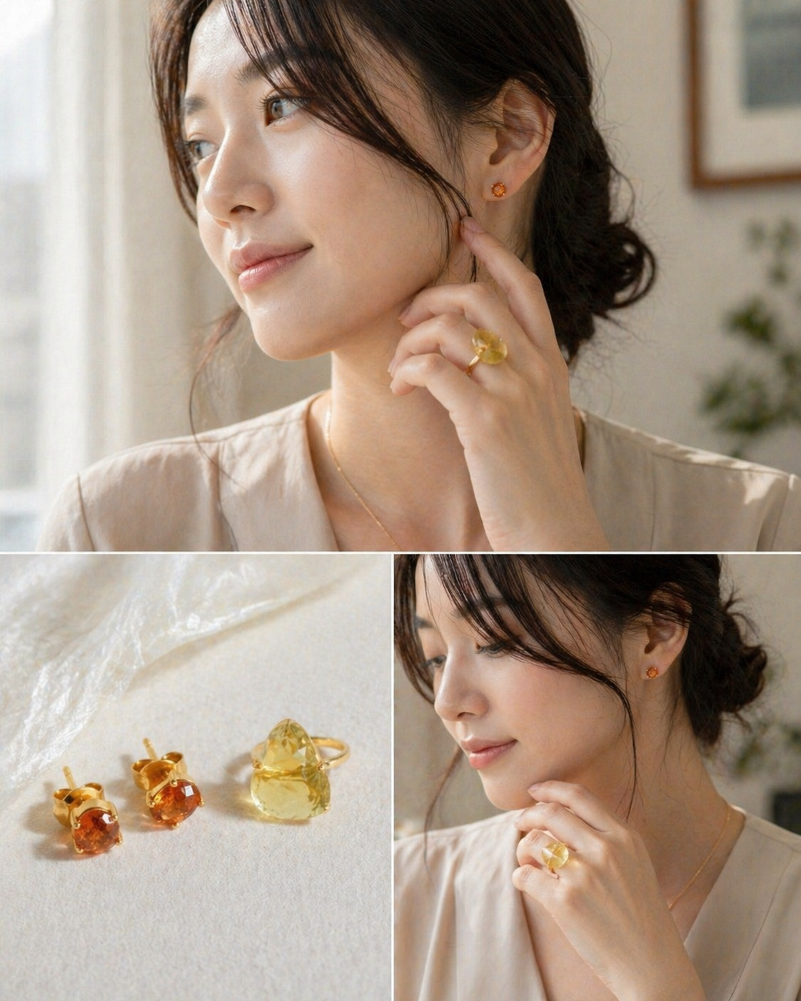 K18 yellow gold Infinity Ring featuring a hand-cut and hand-polished natural lemon quartz gemstone in a modern sculptural setting.